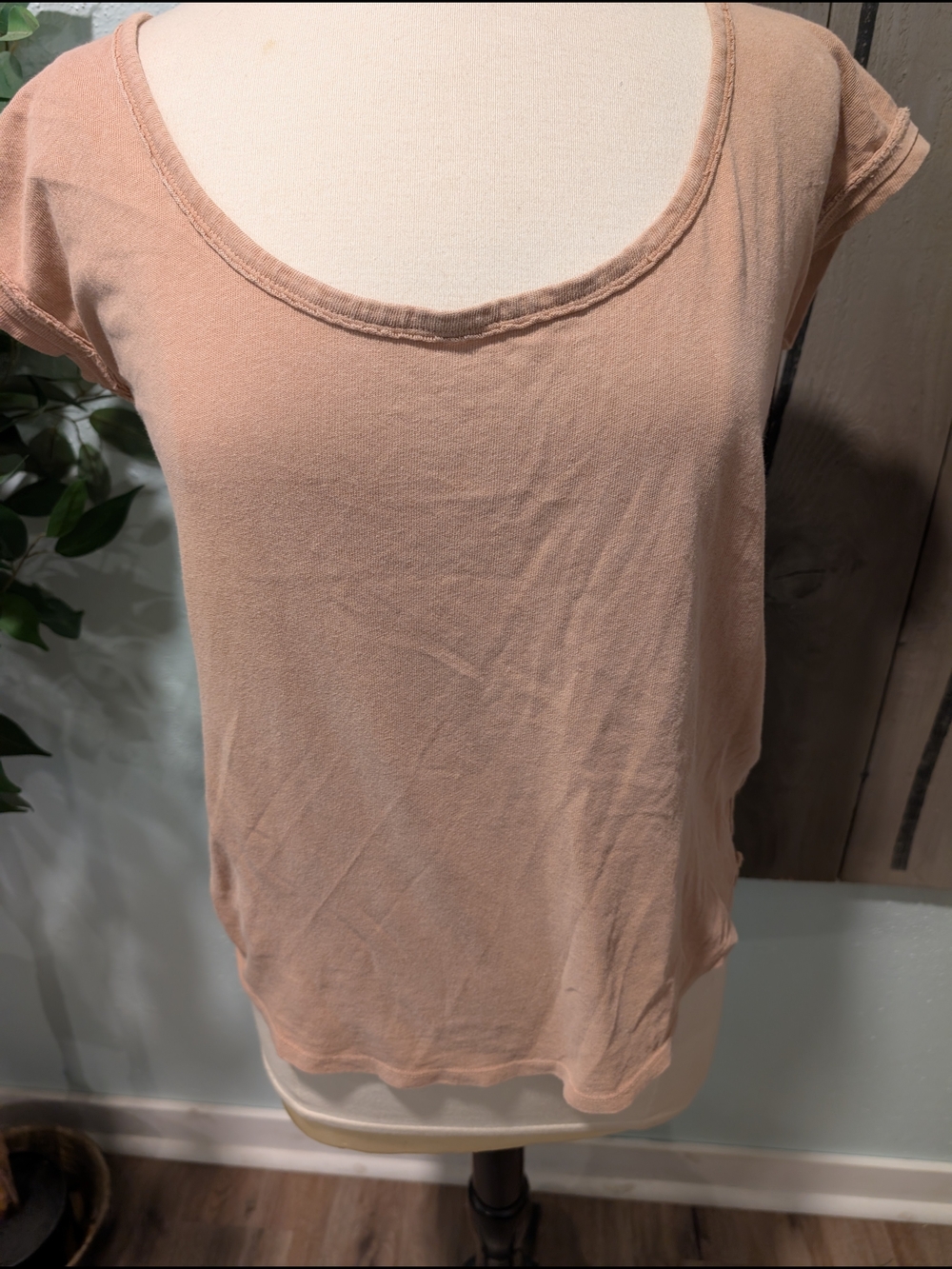 Free People Camel Scoop Neck  Top